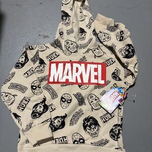 Marvel Beige Graphic Hoodie